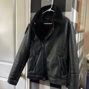Leather Faux Fur black small jacket